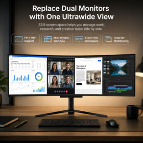 Deco Gear monitor with USB-C 90W power delivery for display and charging.