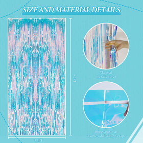 DECOCKRAT foil fringe curtain iridescent backdrop adds reflective shimmer to party decor