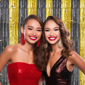 DECOCKRAT photo booth prop elevates events with glittery curtains.
