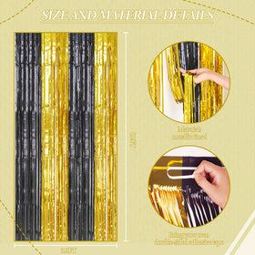 DECOCKRAT wedding backdrop option with black-gold shimmer enhances photos.