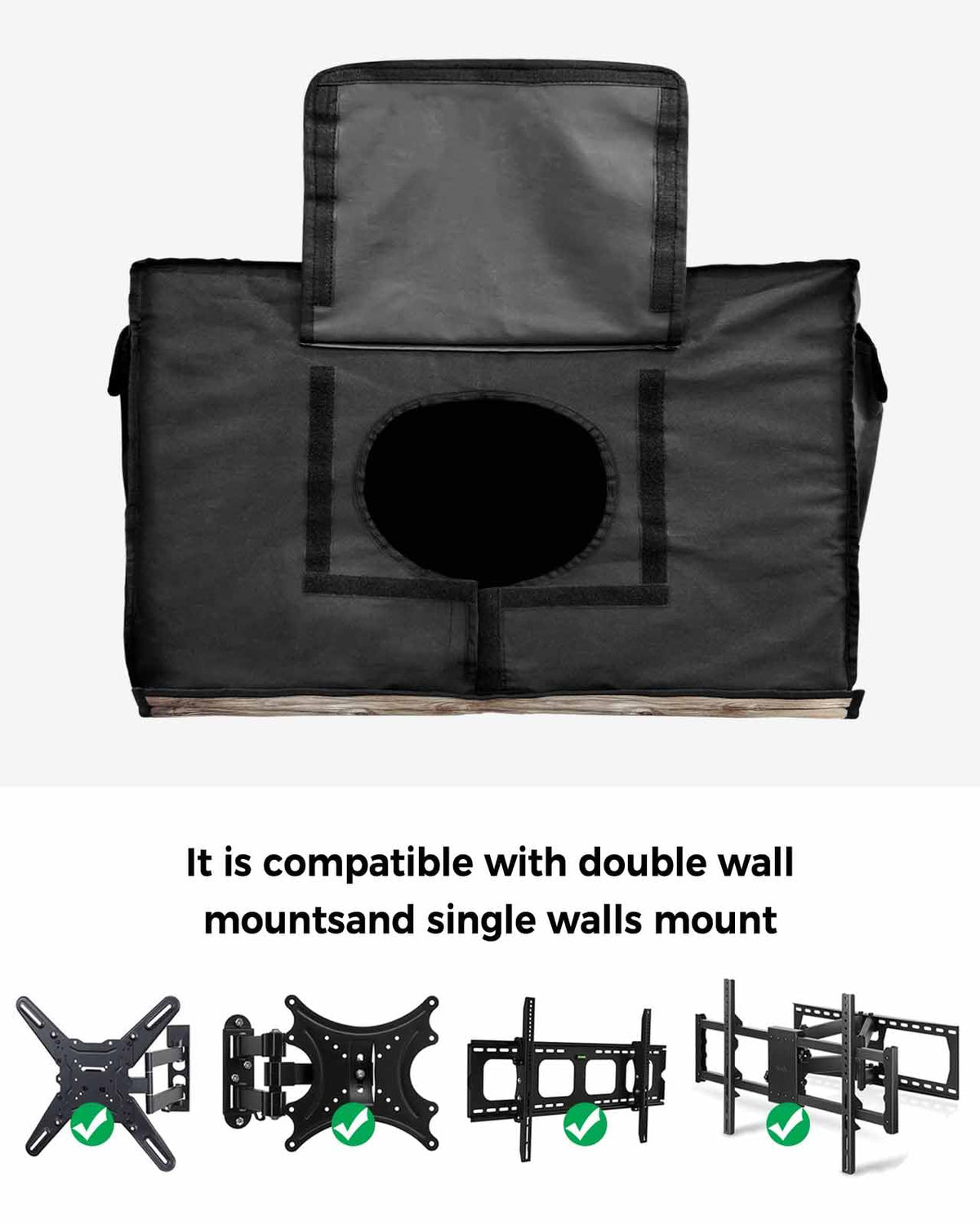 DecorLovee TV cover with hook tape closures for a snug fit around your outside TV.