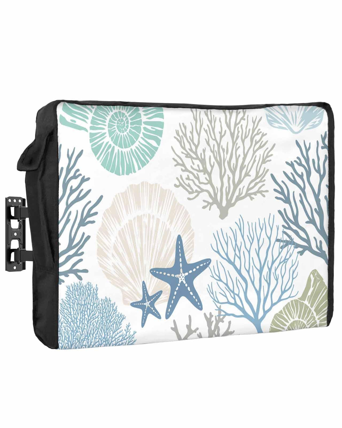 DecorLovee front view of coastal TV cover showing full weatherproof protection