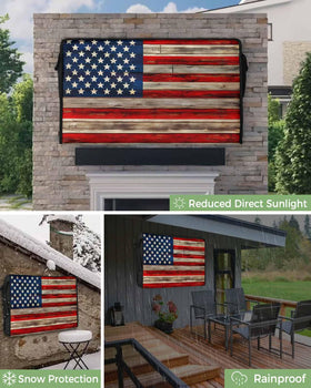Flag-pattern porch decor outdoor TV cover protects the screen and adds style