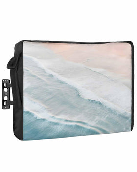 DecorLovee front view of beach-pattern TV cover showing full protection and style