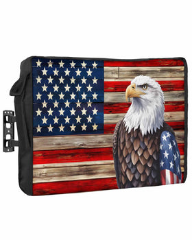 DecorLovee front view showing vintage American flag pattern and full-screen protection