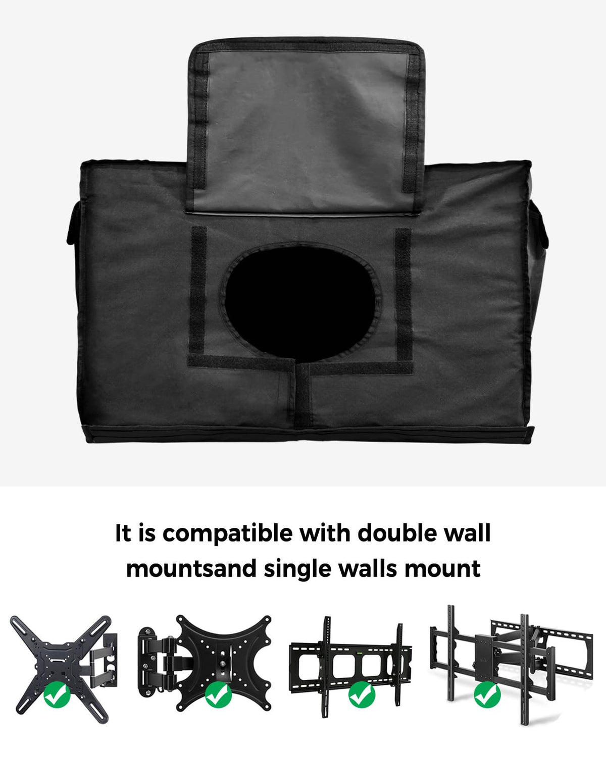 DecorLovee cover on mounted TV for scale, demonstrates fit for 60–65 inch screens