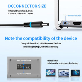 DECSZDY 19.5V 12.3A output with 240W capacity for demanding laptops