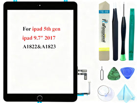 Dedyel black touch screen for iPad 5 with home button restores responsive touch.