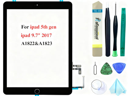 Dedyel black touch screen for iPad 5 with home button restores responsive touch.