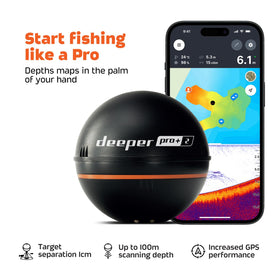 Built-in GPS bathymetric mapping with Deeper PRO+ 2 for shore-to-boat charts.