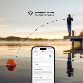 App connection with Deeper Start displays live data and saved scans.