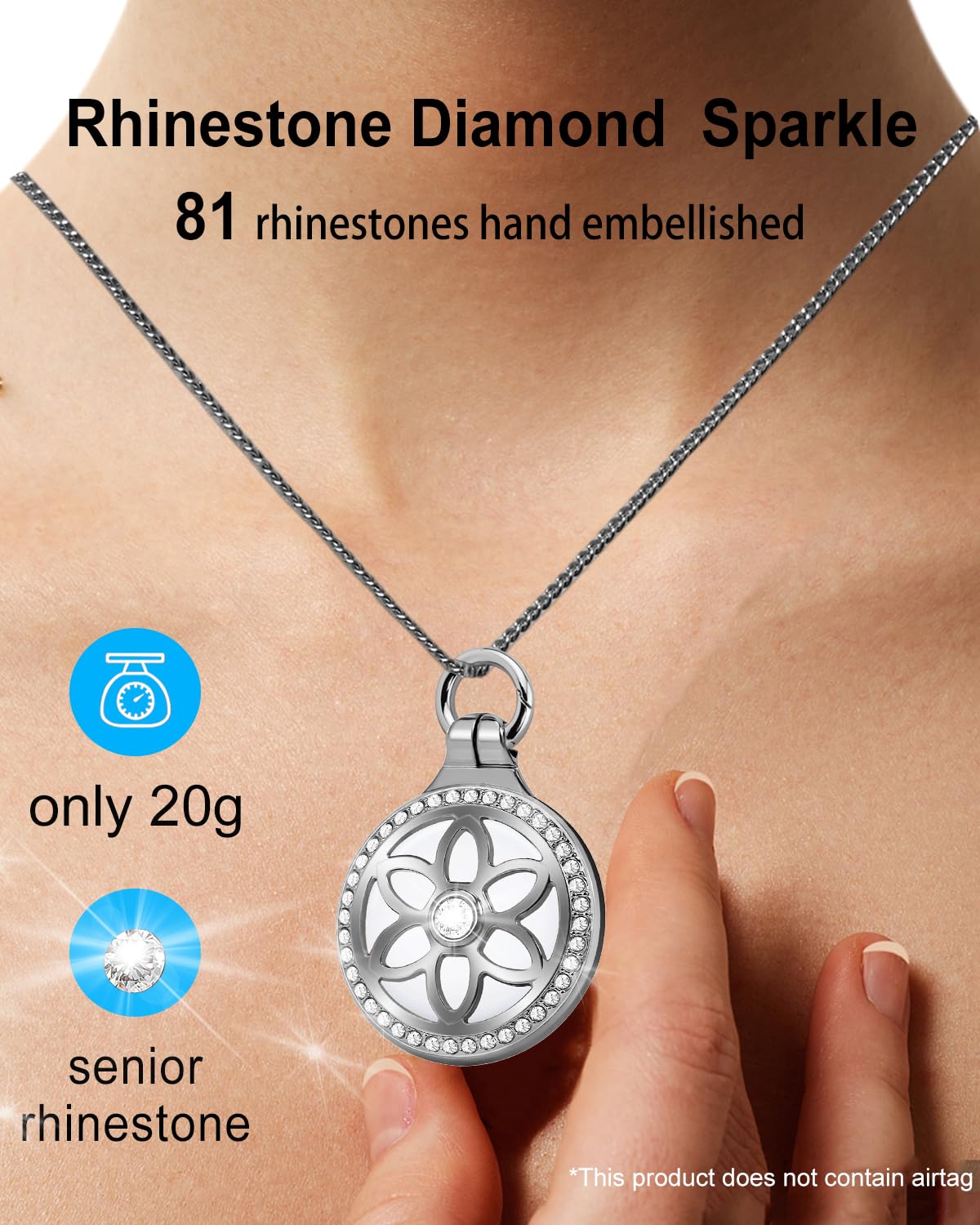 DEERLET AirTag necklace offers 360° protection for daily wear.