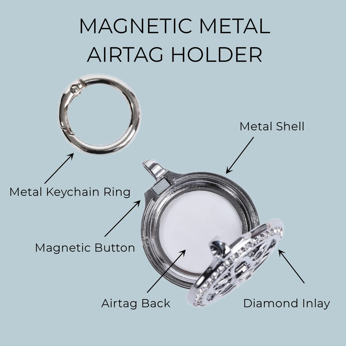 DEERLET AirTag necklace compatible with Gen1 and Gen2 AirTags.