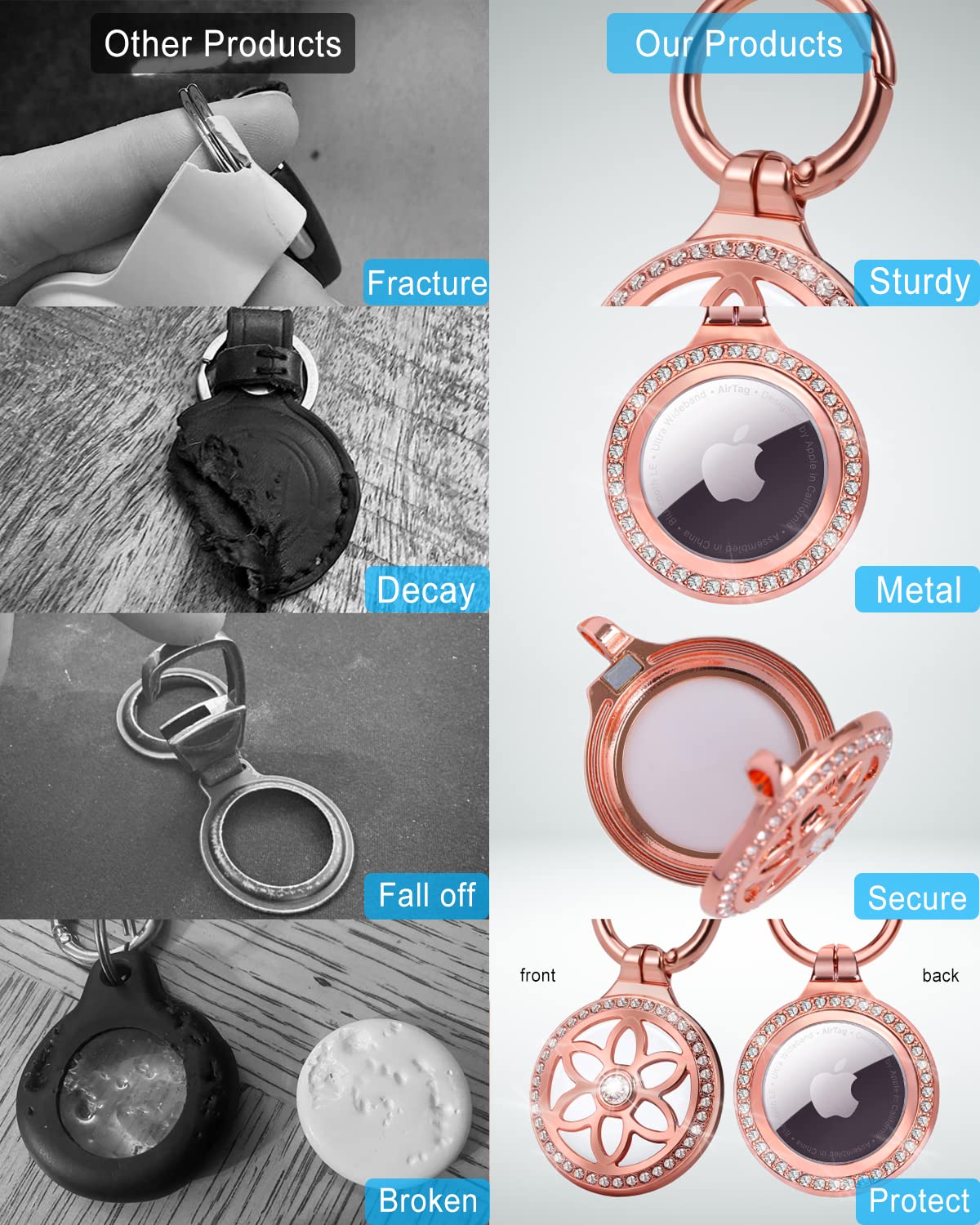 DEERLET AirTag necklace magnetic twist-lock secure closure
