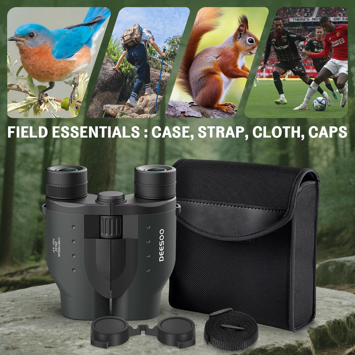deesoo binoculars stored in carrying case for organized travel protection