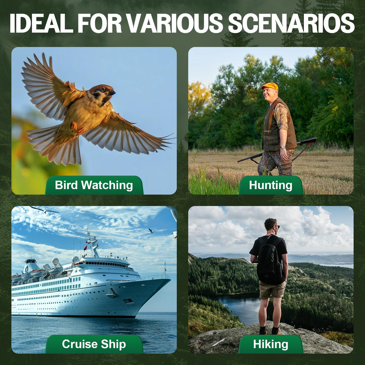 Deesoo travel-friendly binoculars suit cruises, hiking, opera, and sightseeing.
