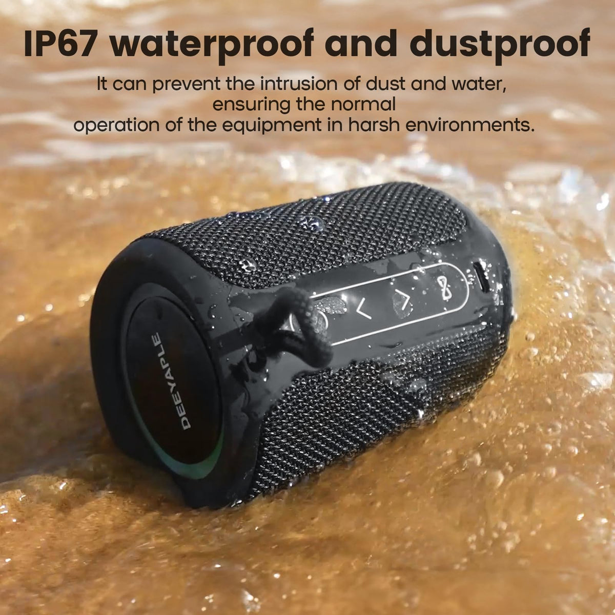 Deeyaple portable speaker with a lanyard for easy carry anywhere.