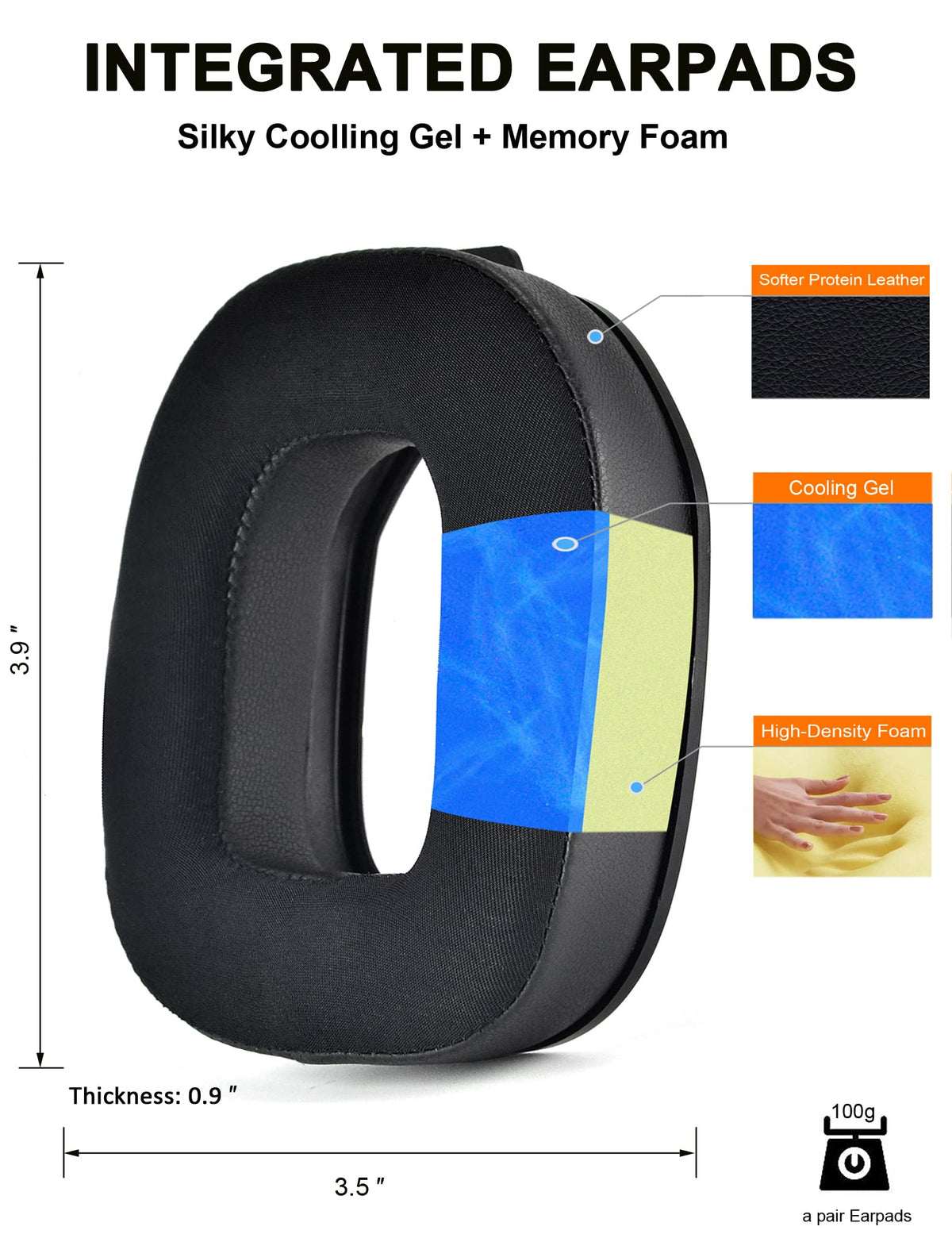 defean headband pad detail showing thicker foam for reduced pressure