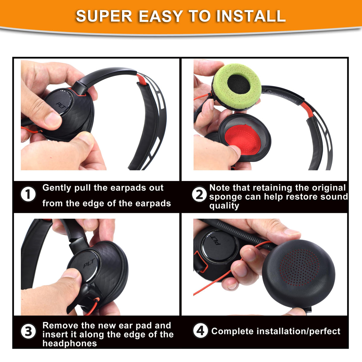 Defean ear pads packaged replacement covers ready to install