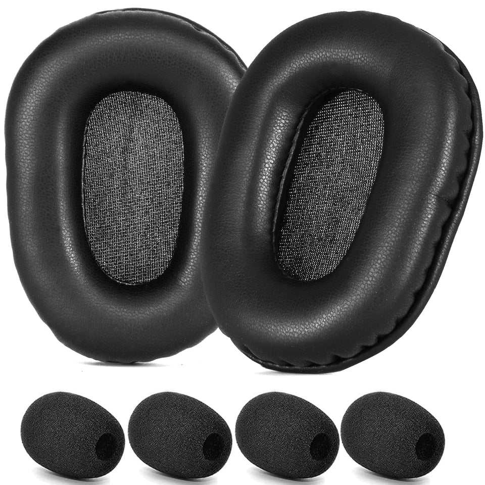defean front view showing replacement ear pads and mic foam, restores comfort