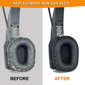 defean side view of pads installed on BlueParrott headset, improves fit