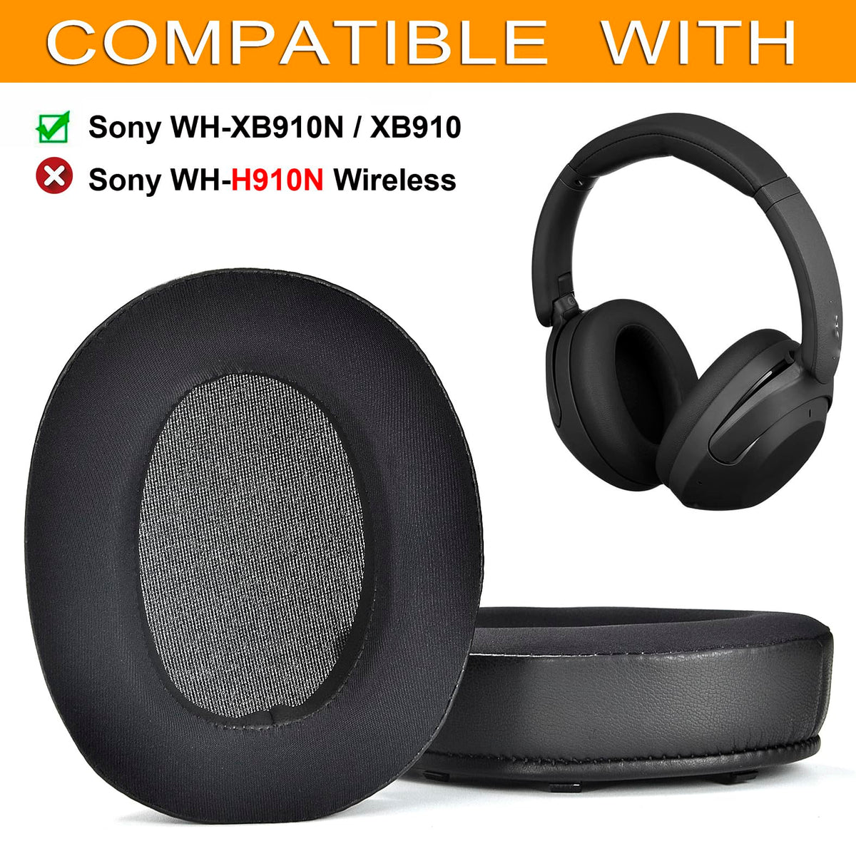 Defean earpads for Sony WH-XB910N side view with plush foam cushion