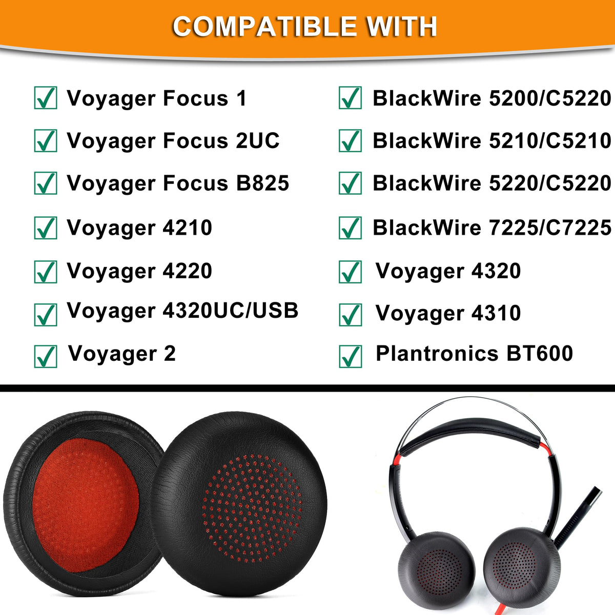Defean Voyager Focus UC ear pads side view showing discreet fit during wear