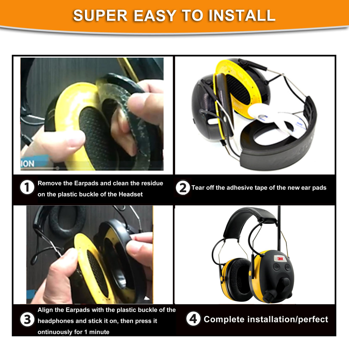 Defean ear pads for WorkTunes 90541 easy snap-fit and durability