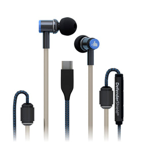 DefenderShield air-tube earbuds USB-C mic for clear calls