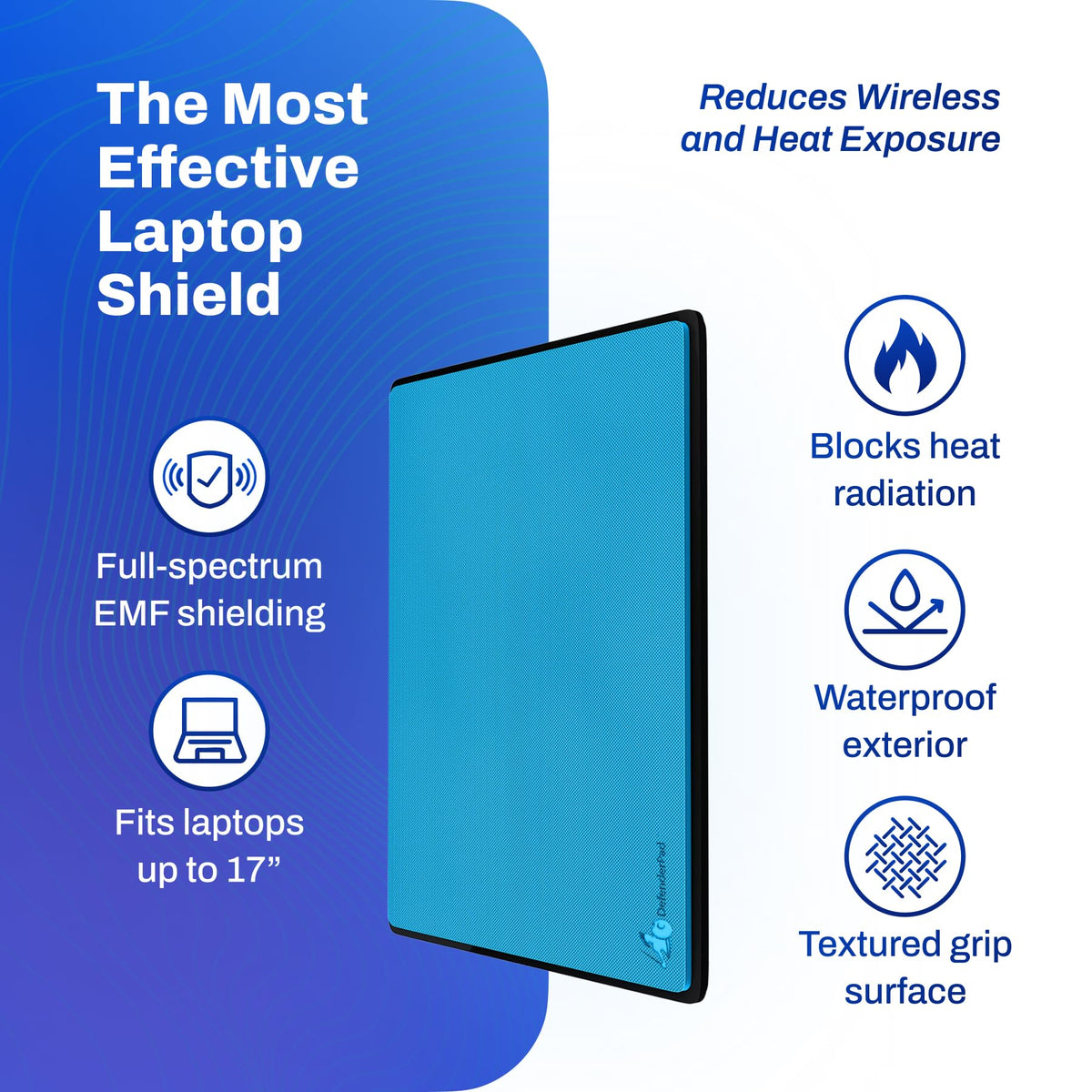DefenderShield DefenderPad close-up highlights heat-dissipation surface for cooler sessions.