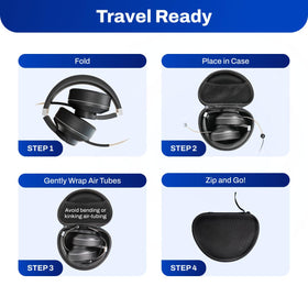 DefenderShield EMF Air Tube Headphones travel case included highlights portability.