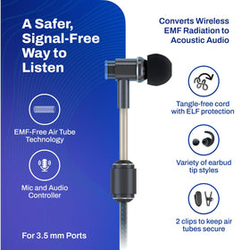 DefenderShield EMF earbuds in-ear design with silicone tips close-up