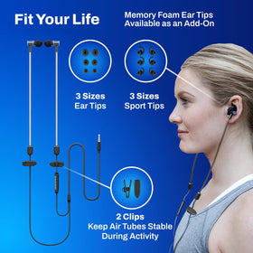 DefenderShield EMF earbuds with three silicone tips for secure fit