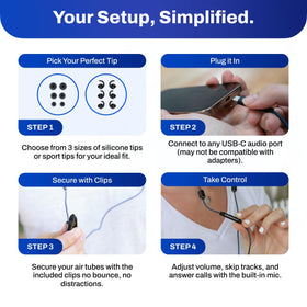 Wire clips help keep cords in place during activity