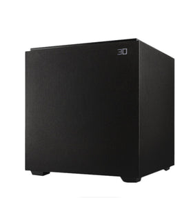Definitive Technology Descend DN12 woofer close-up with dual 12-inch radiators for deep, impactful bass.