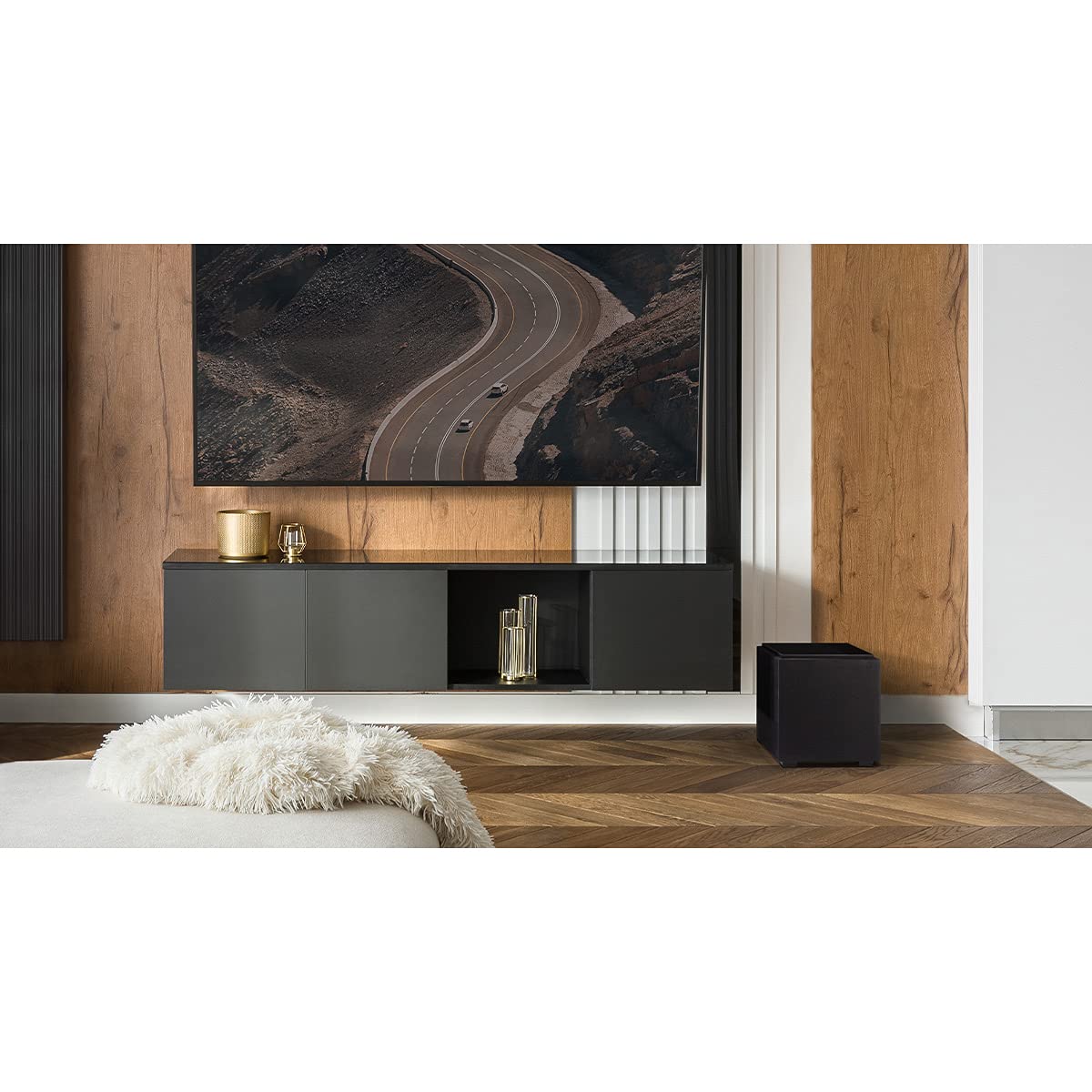 Definitive Technology Descend DN8 black finish blends with modern interiors.