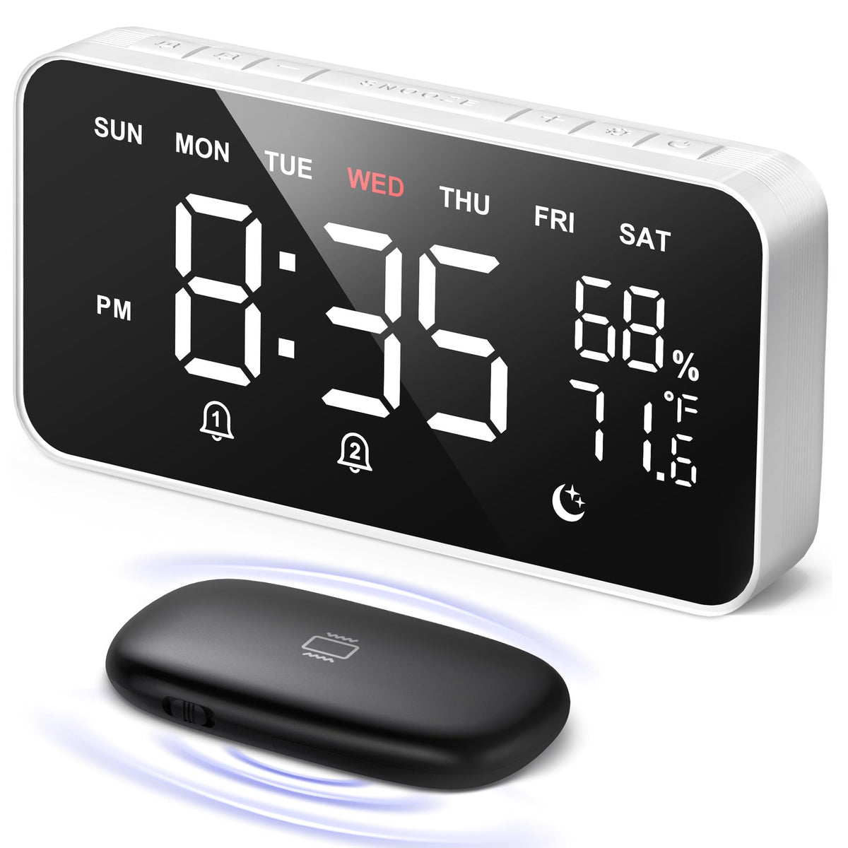 Dekala front display showing large digits and easy reading benefit