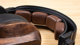 Dekoni Audio Nuggets close-up leather texture emphasizes premium look and durable feel.