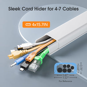 Delamu four-piece 62.8-inch cord hider for wall-to-wall cable management