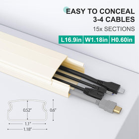 Beige Delamu cable hider kit laid out for a long 254in run