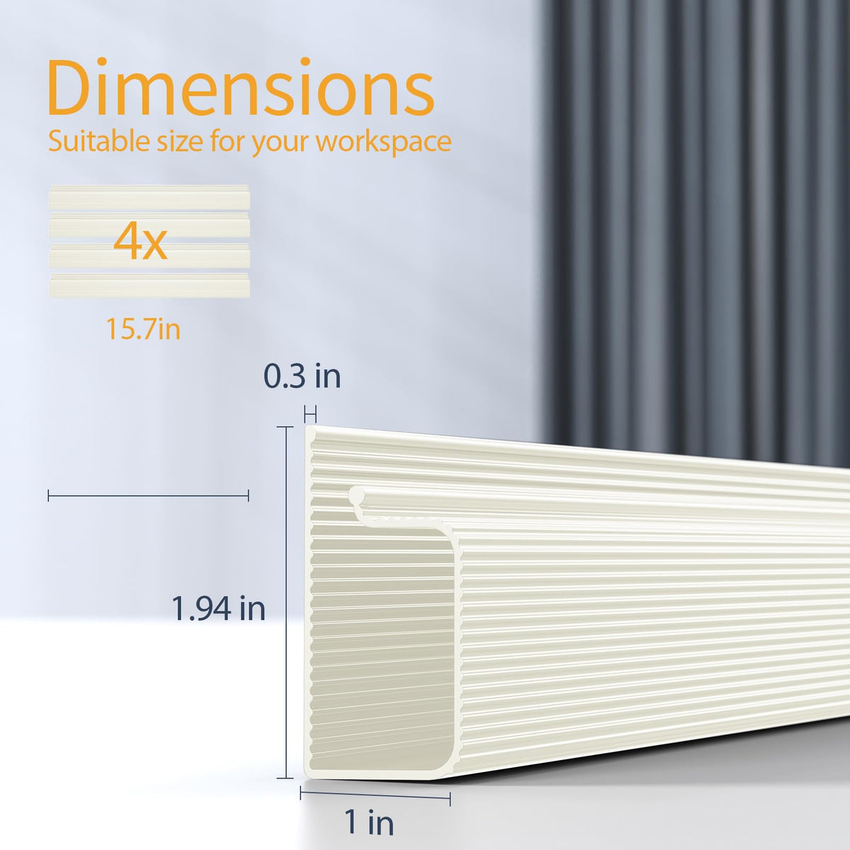 Delamu beige office cable management kit blends with decor while keeping cords tidy.