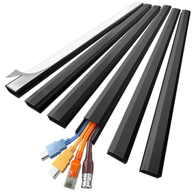 Delamu black cord hider on wall concealing 3-4 wires neatly