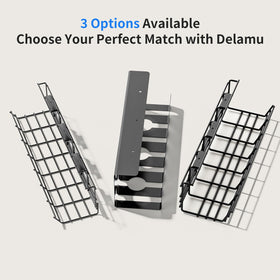 Delamu black finish blends modern office decor while organizing cables