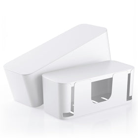 Delamu cable management box large front view hides bulky power strips for a neat desk.