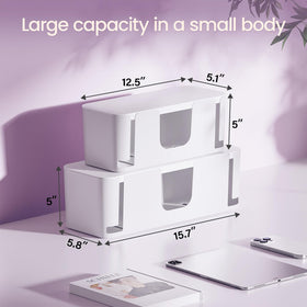 Delamu cable box small top view shows compact router storage for tidy spaces.