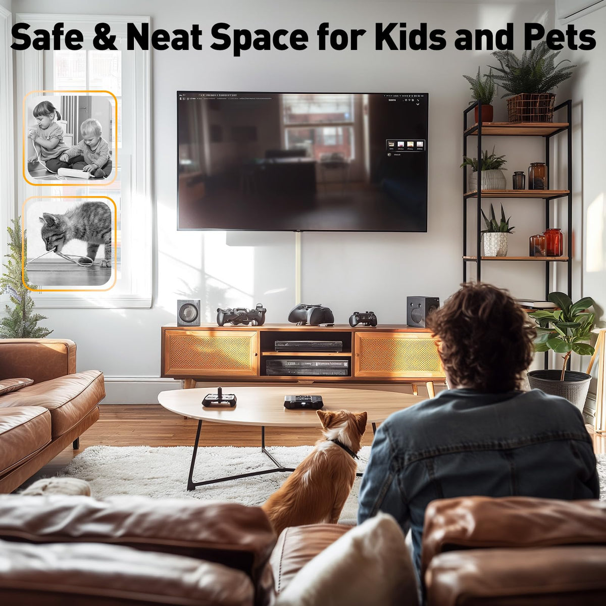 Delamu cable management in living room creates clean lines.