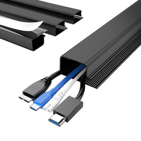 Delamu 4-pack under-desk cable organizer keeps work area tidy and safe