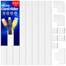 Delamu cord covers on wall for wires provide tidy concealment.