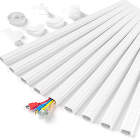 Delamu cord hider on wall hides 3-4 cables for a cleaner space.