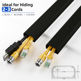 Delamu cord hider conceals two to three wires along the wall.